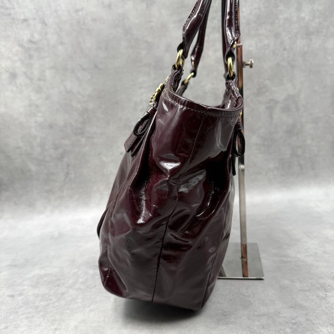 コーチ マディソン ハンドバッグ エナメル ボルドー 18610