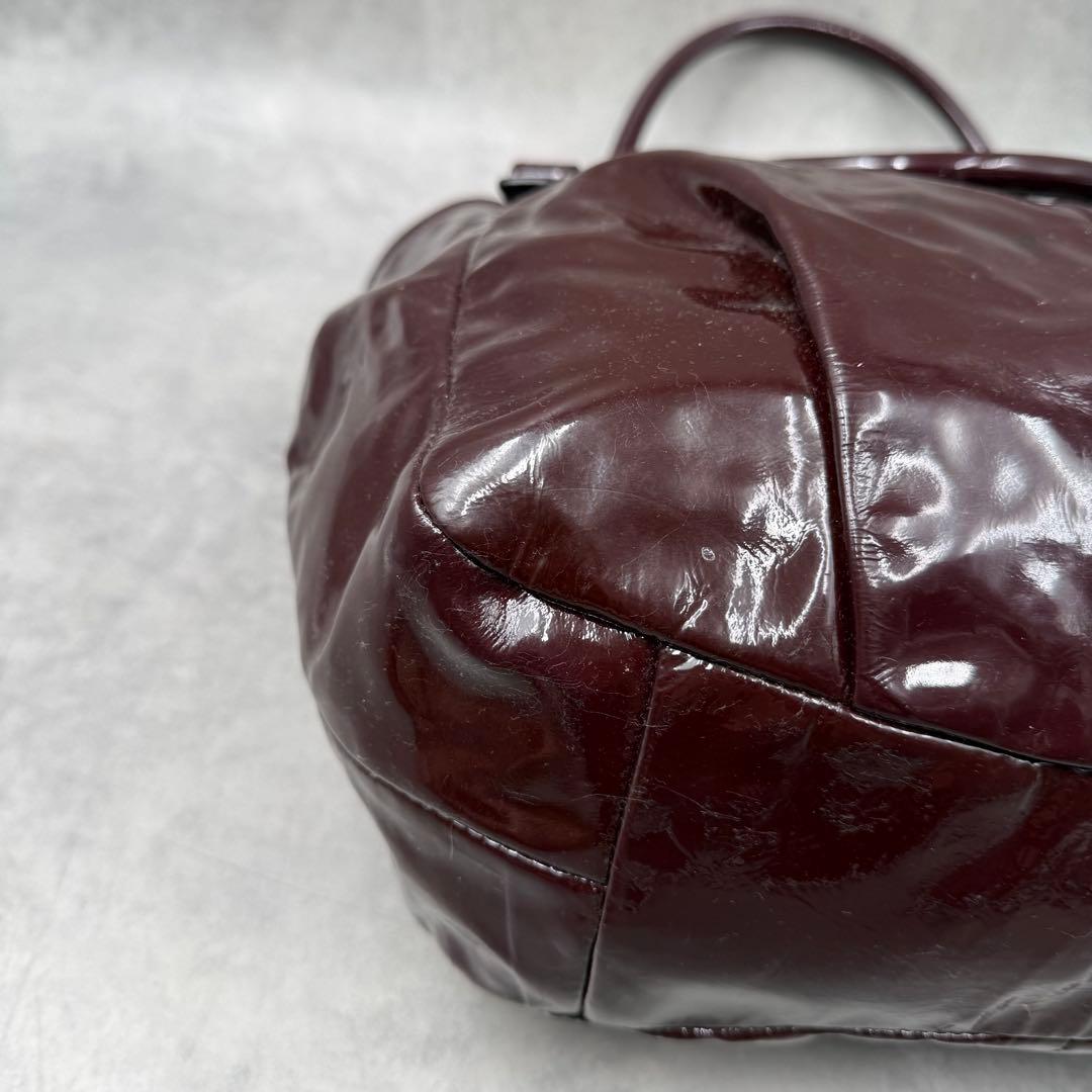 コーチ マディソン ハンドバッグ エナメル ボルドー 18610