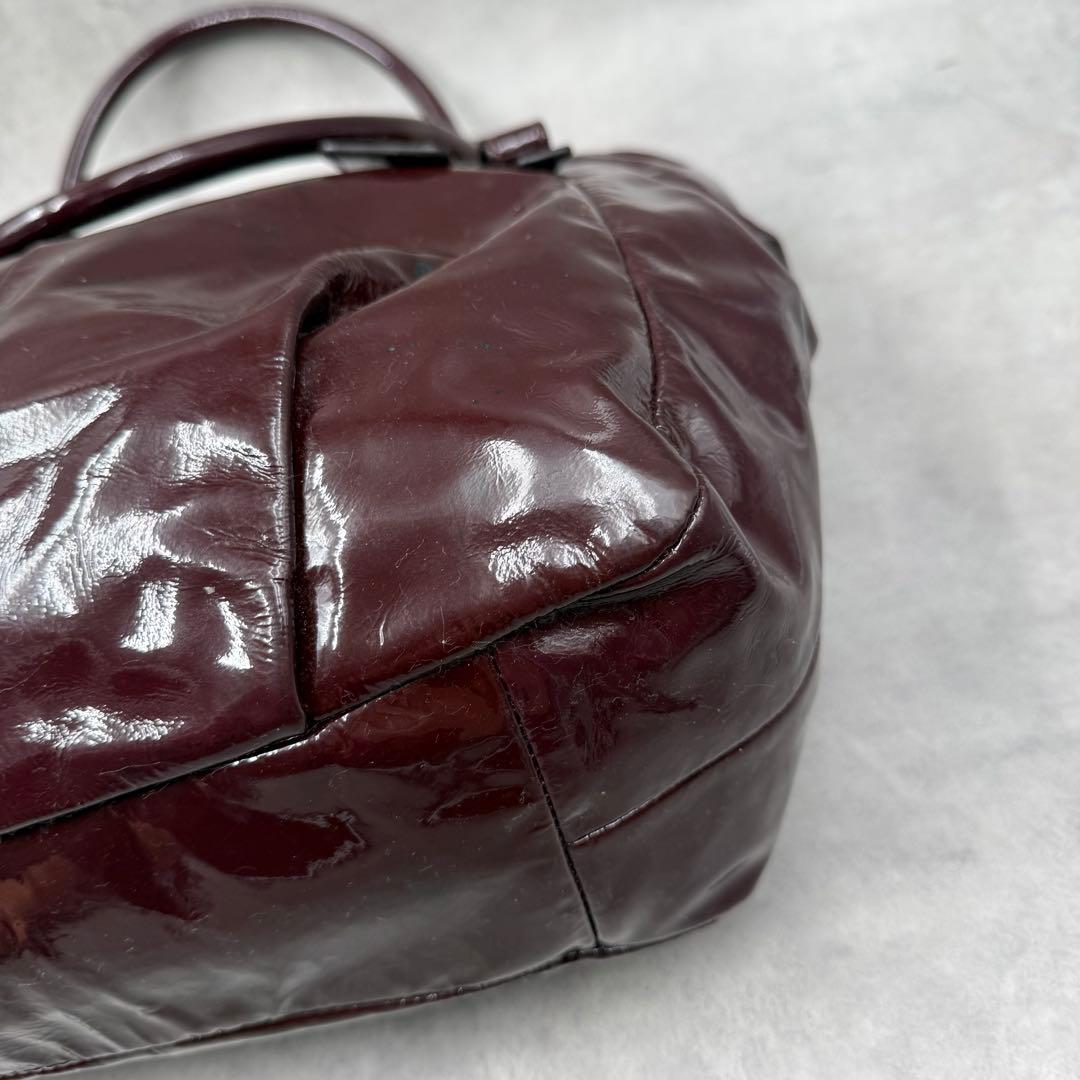 コーチ マディソン ハンドバッグ エナメル ボルドー 18610