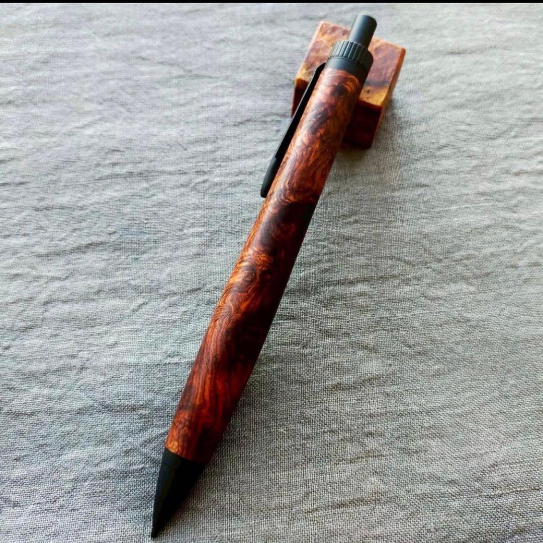 ローズウッド瘤　工房楔　監修金具　木軸シャープペン　ボールペン　0.5mm