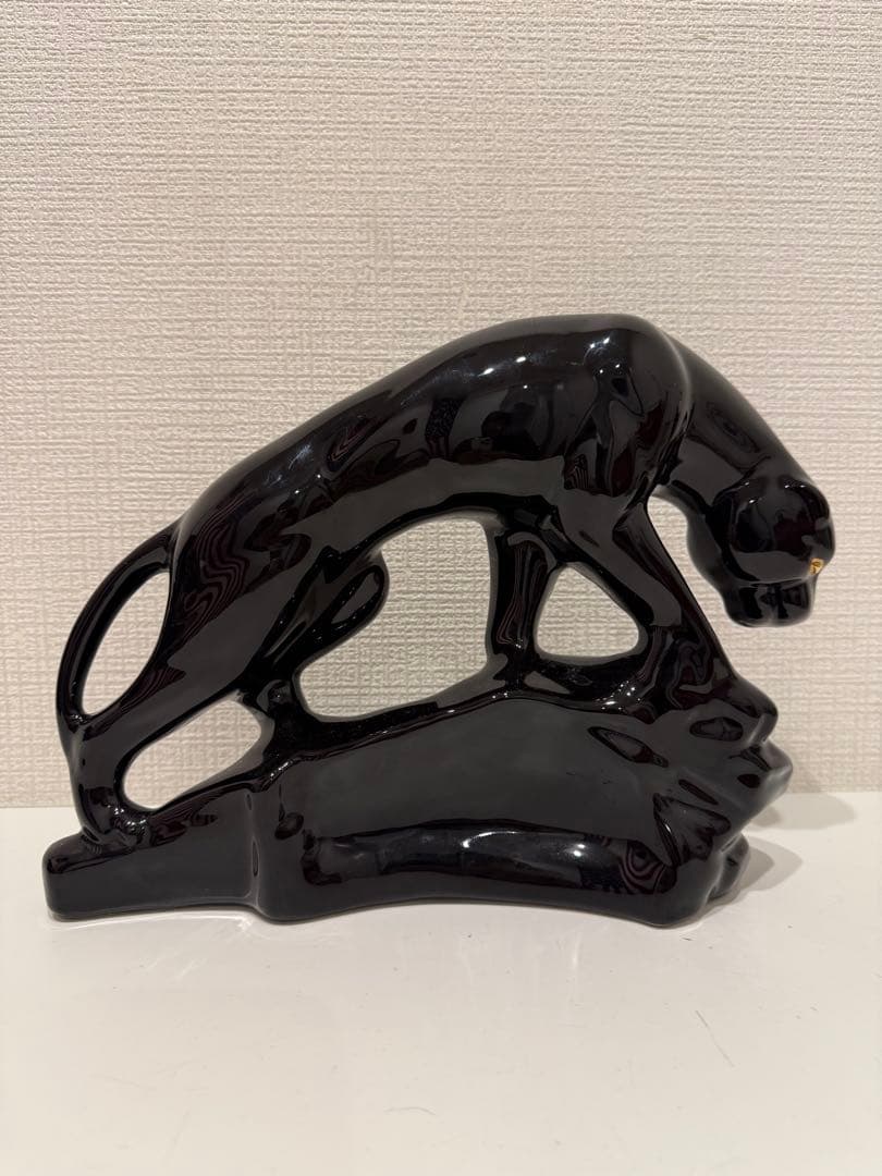 ★セラミック★黒豹★置物★ブラックパンサー★工芸品★インテリア★ヴィンテージ