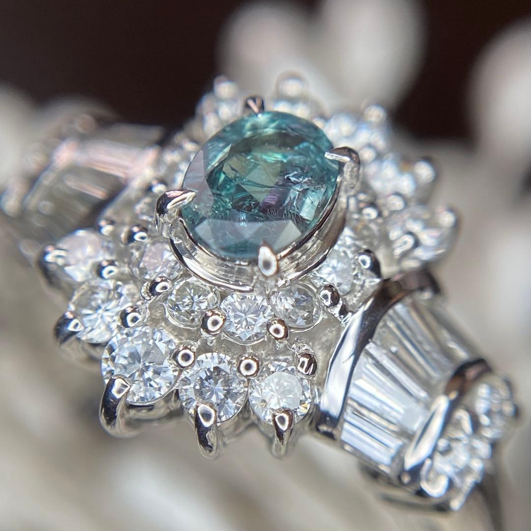 天然非加熱アレキサンドライト ダイヤモンド 計1.06ct PT900