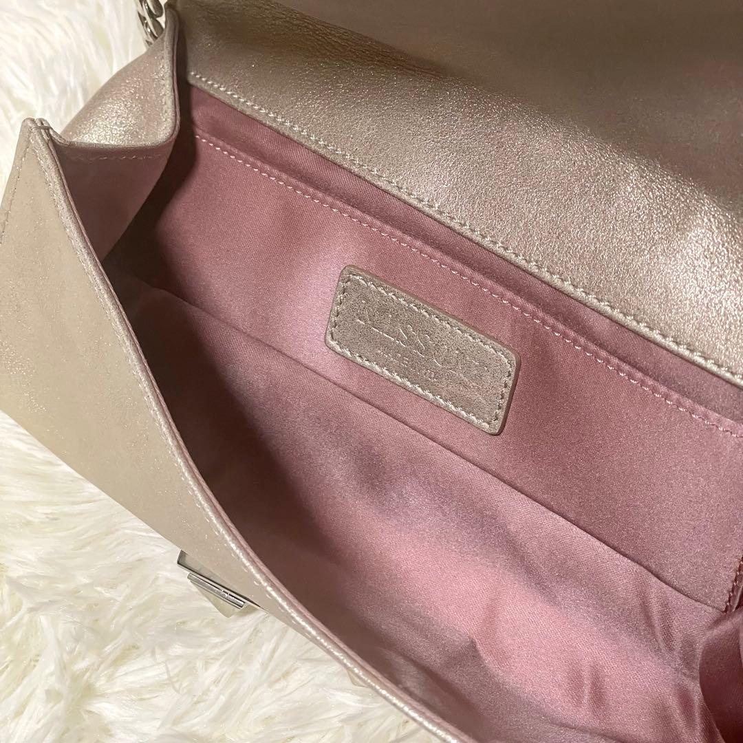 美品 ミッソーニ チェーンショルダーバッグ ジグザグ ジャガード フラップ 金色