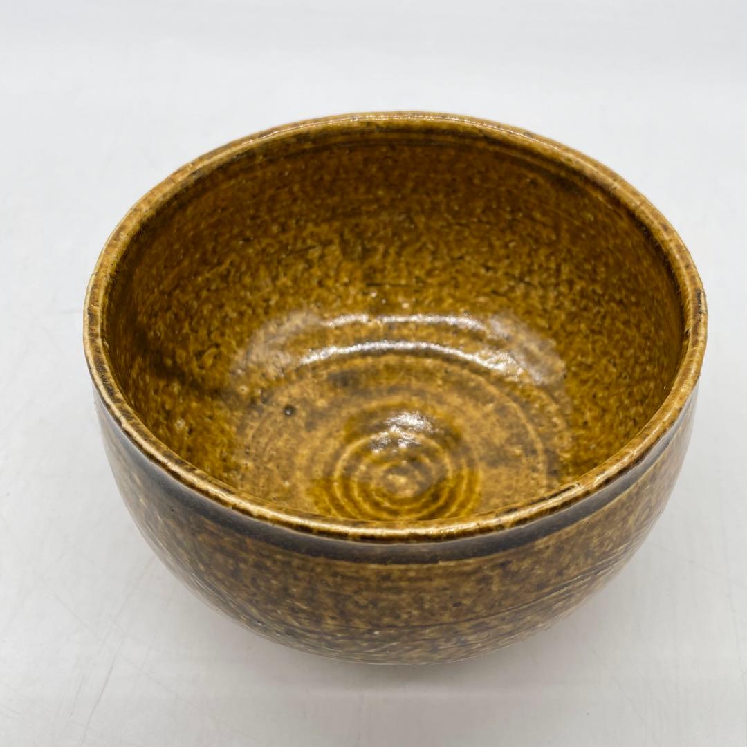 鳥取民藝　牛ノ戸焼　黄釉櫛目茶碗　茶道具　10