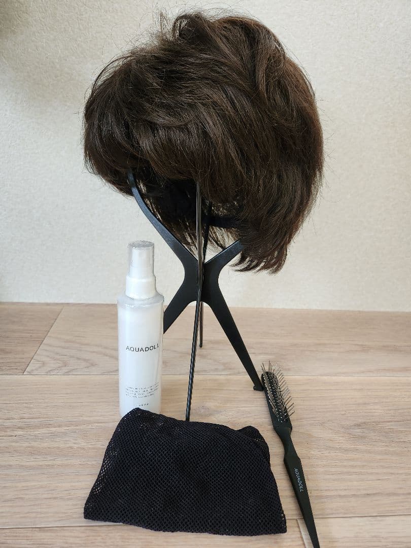 女性用フルウィッグ ショートシャポード 医療用 人毛アクアドールヘアケアセット付