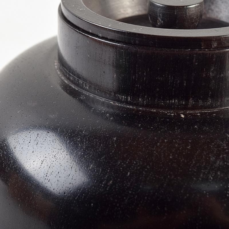 茶道具　雲州佐幸作　黒檀茶壷　茶心壷　約376g　共箱　V　R9362