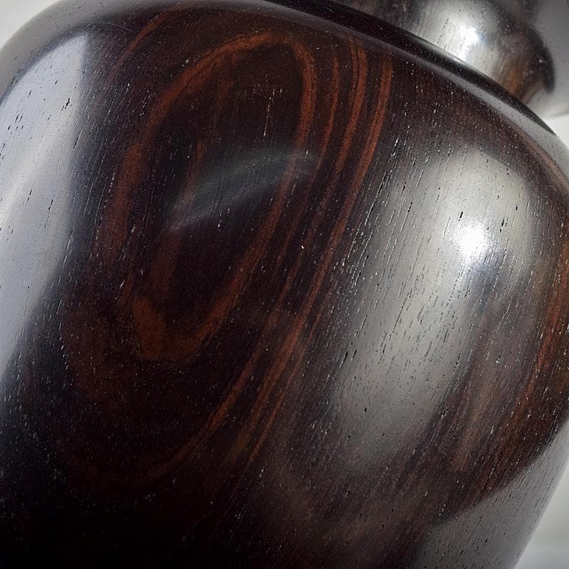 茶道具　雲州佐幸作　黒檀茶壷　茶心壷　約376g　共箱　V　R9362