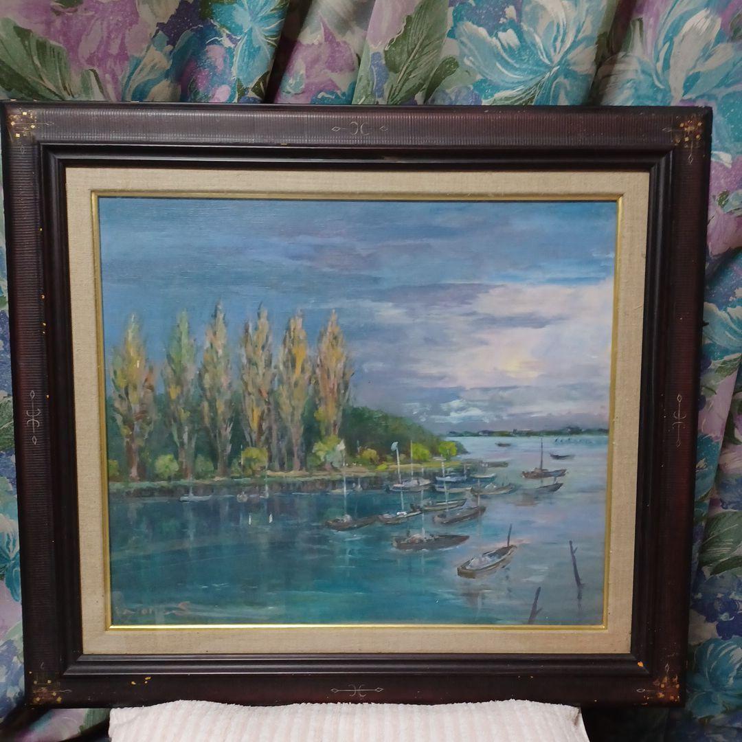 油絵　メタセコイヤのある風景