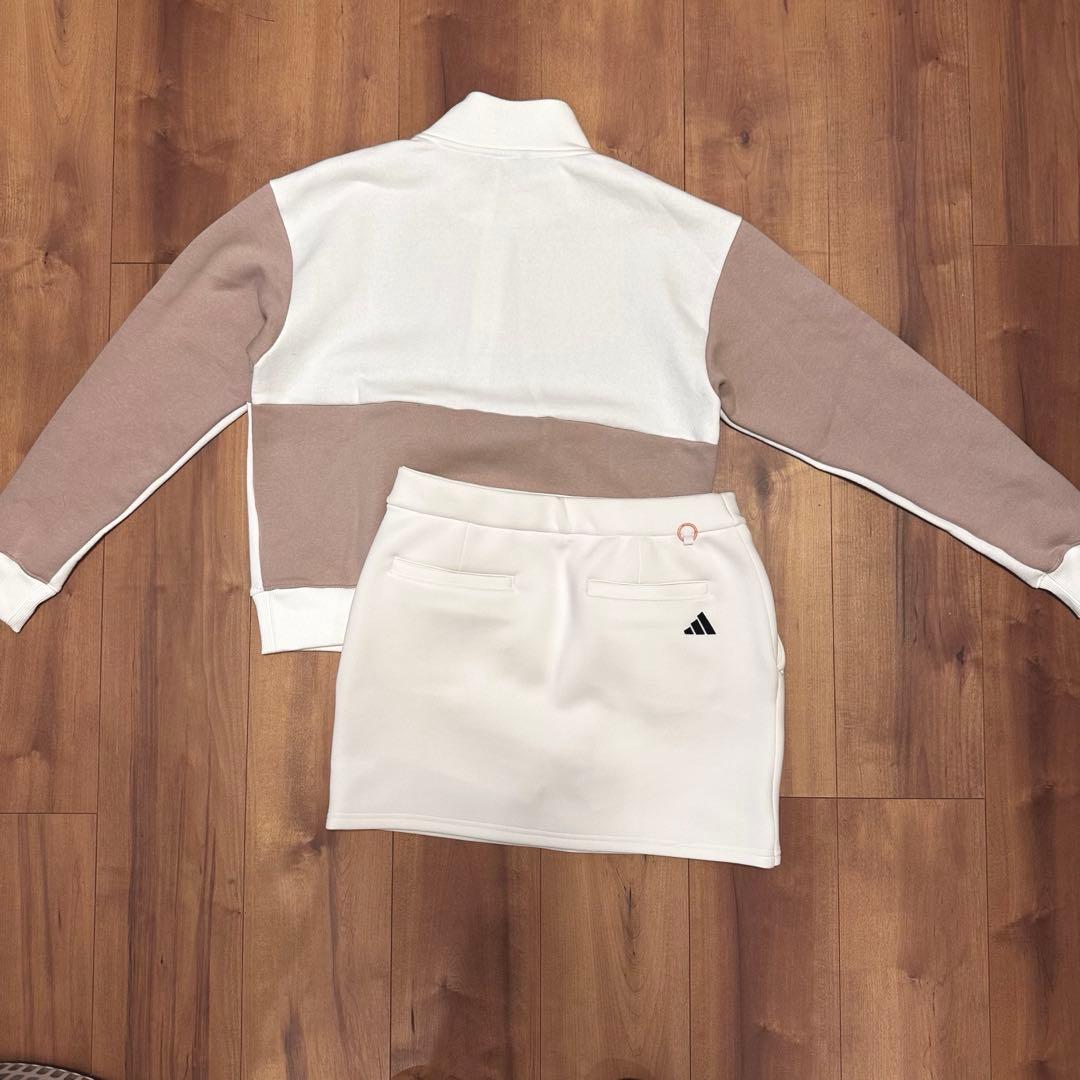 裏起毛　長袖　モックネック　ダンボールニット　スカート　セットアップ　秋冬　L