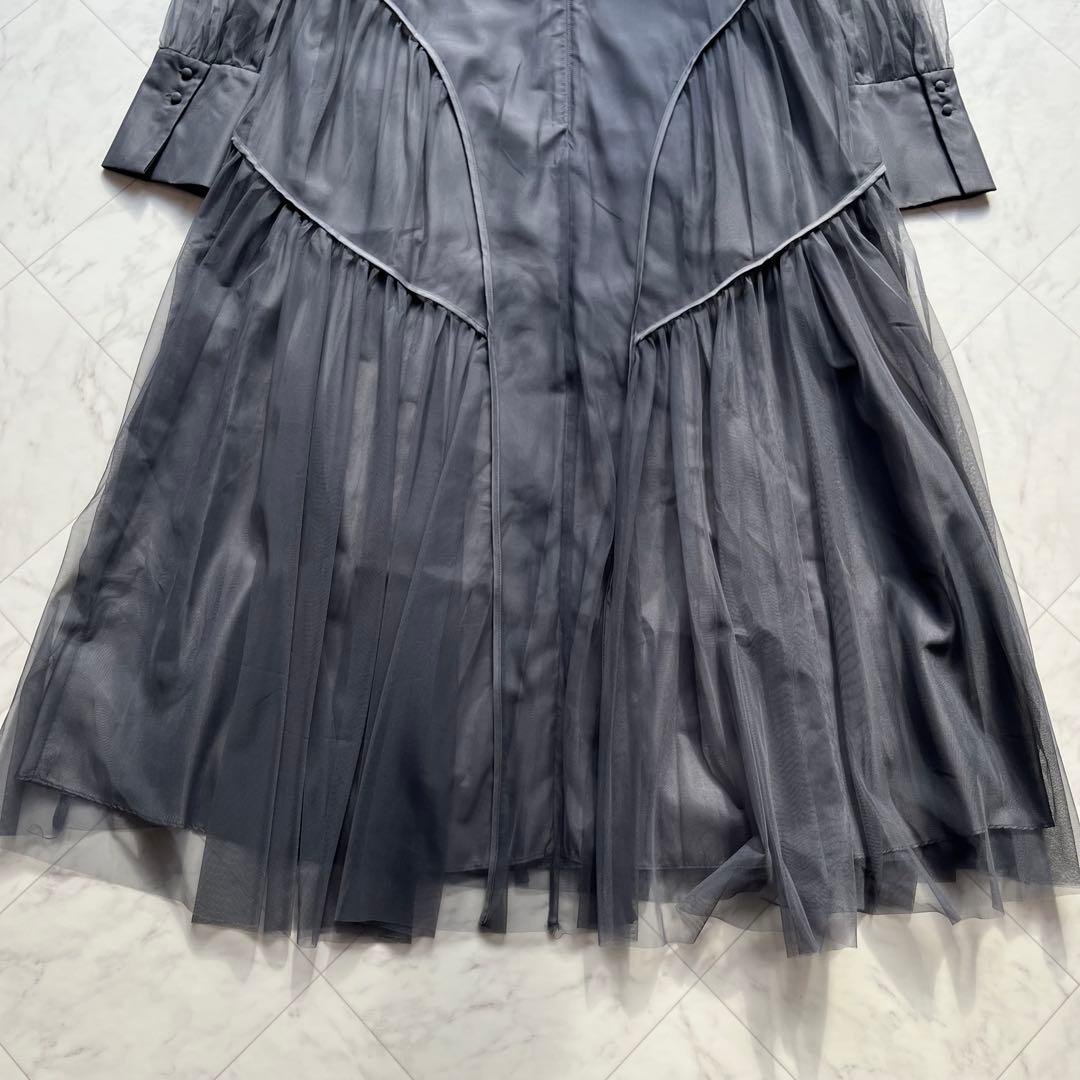 niana チュールパイピングAラインドレス　オケージョンドレス　M チャコール