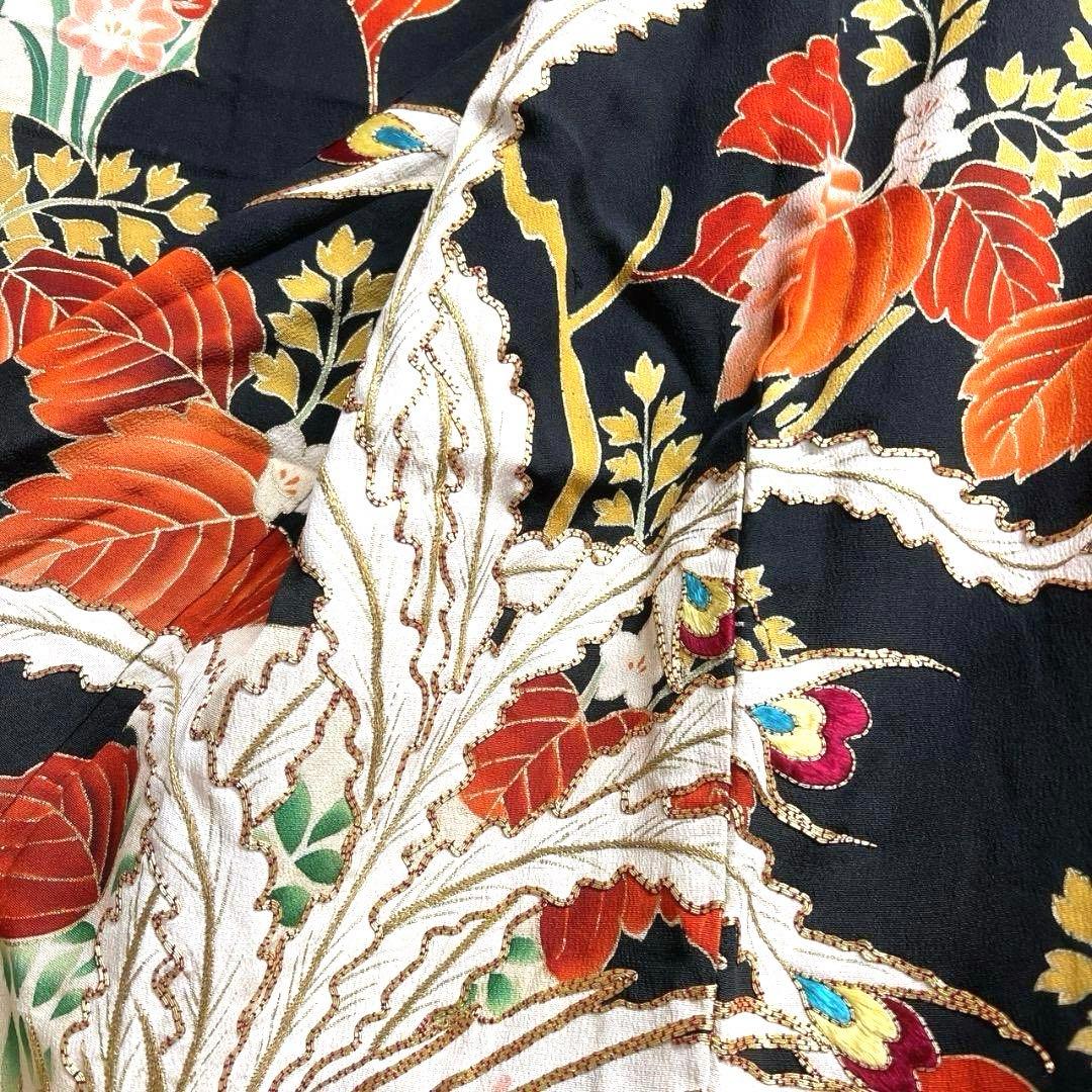 アンティーク　刺繍　金駒刺繍　鳳凰　振袖　襦袢セット　成人式 着物 022a p