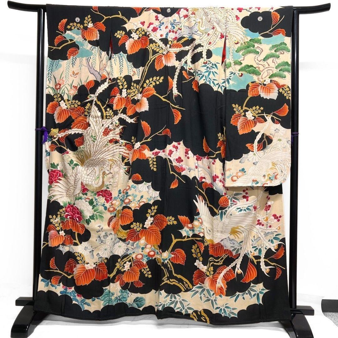 アンティーク　刺繍　金駒刺繍　鳳凰　振袖　襦袢セット　成人式 着物 022a p