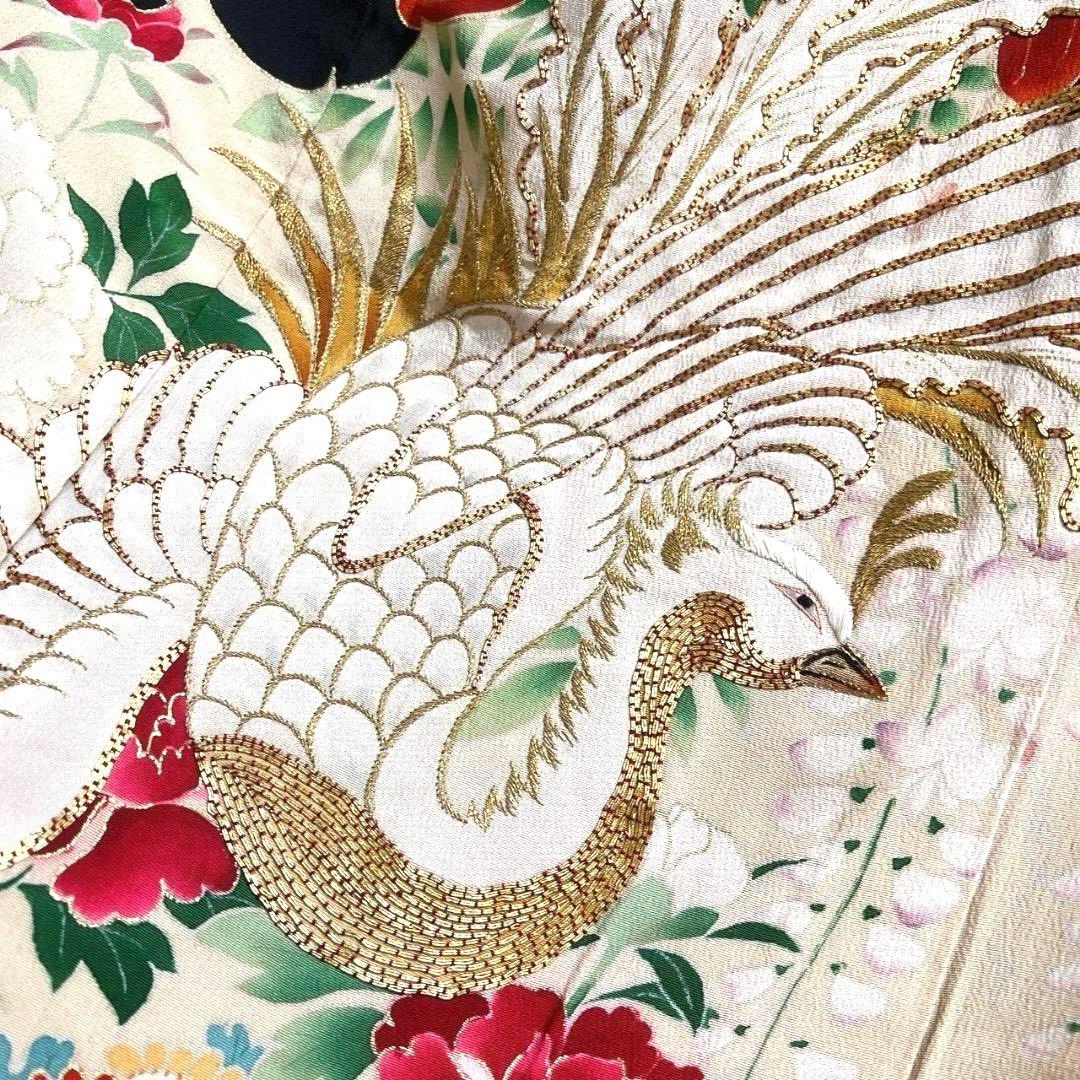 アンティーク　刺繍　金駒刺繍　鳳凰　振袖　襦袢セット　成人式 着物 022a p