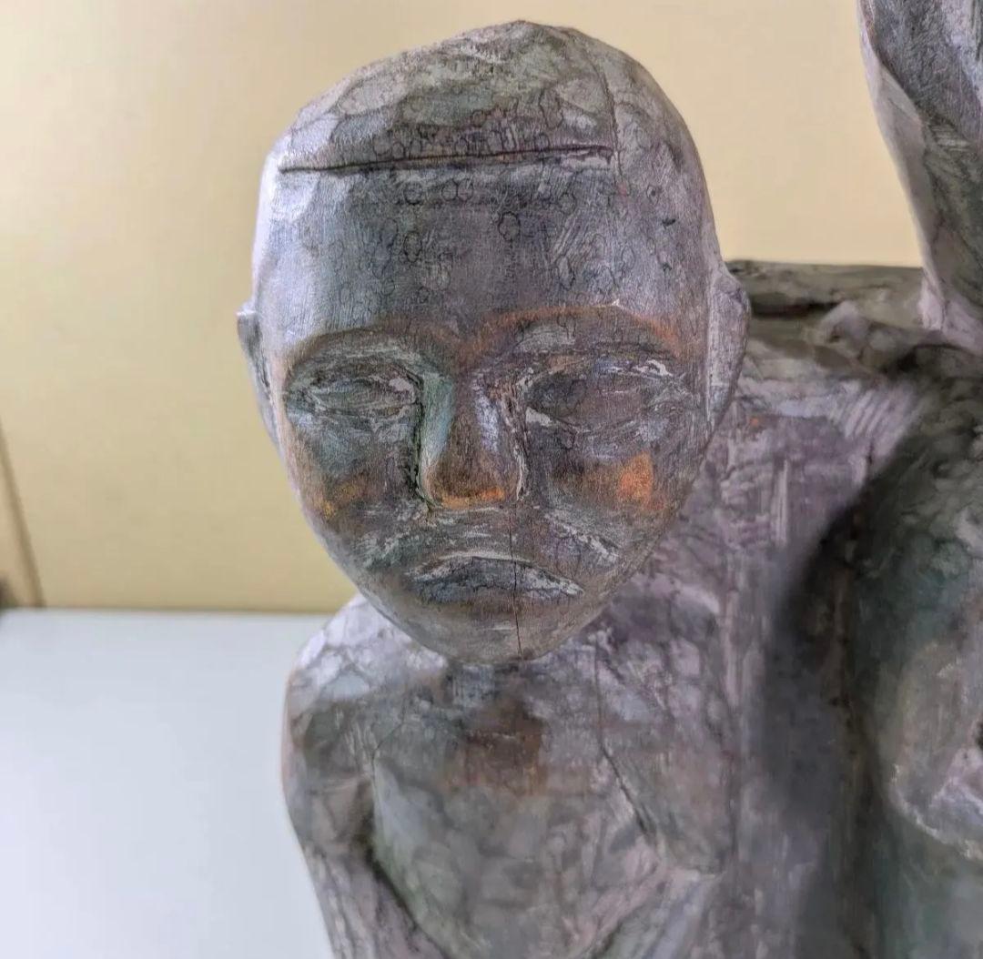 一点物　希少　夫婦　置物　木彫り　民族　一刀彫　オブジェ