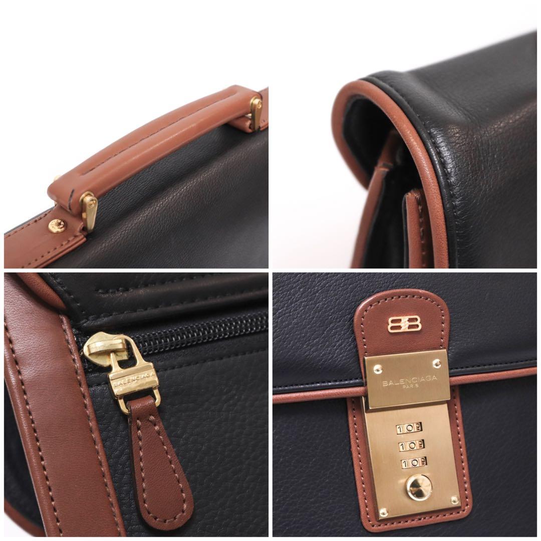 バレンシアガ ブリーフケース ペイズリー柄　レザー ロゴ型押し 黒