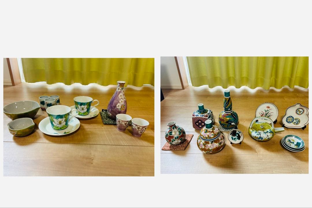 【九谷焼】【値下げ】未使用 茶器 酒器 カップ 皿 一輪挿し セット