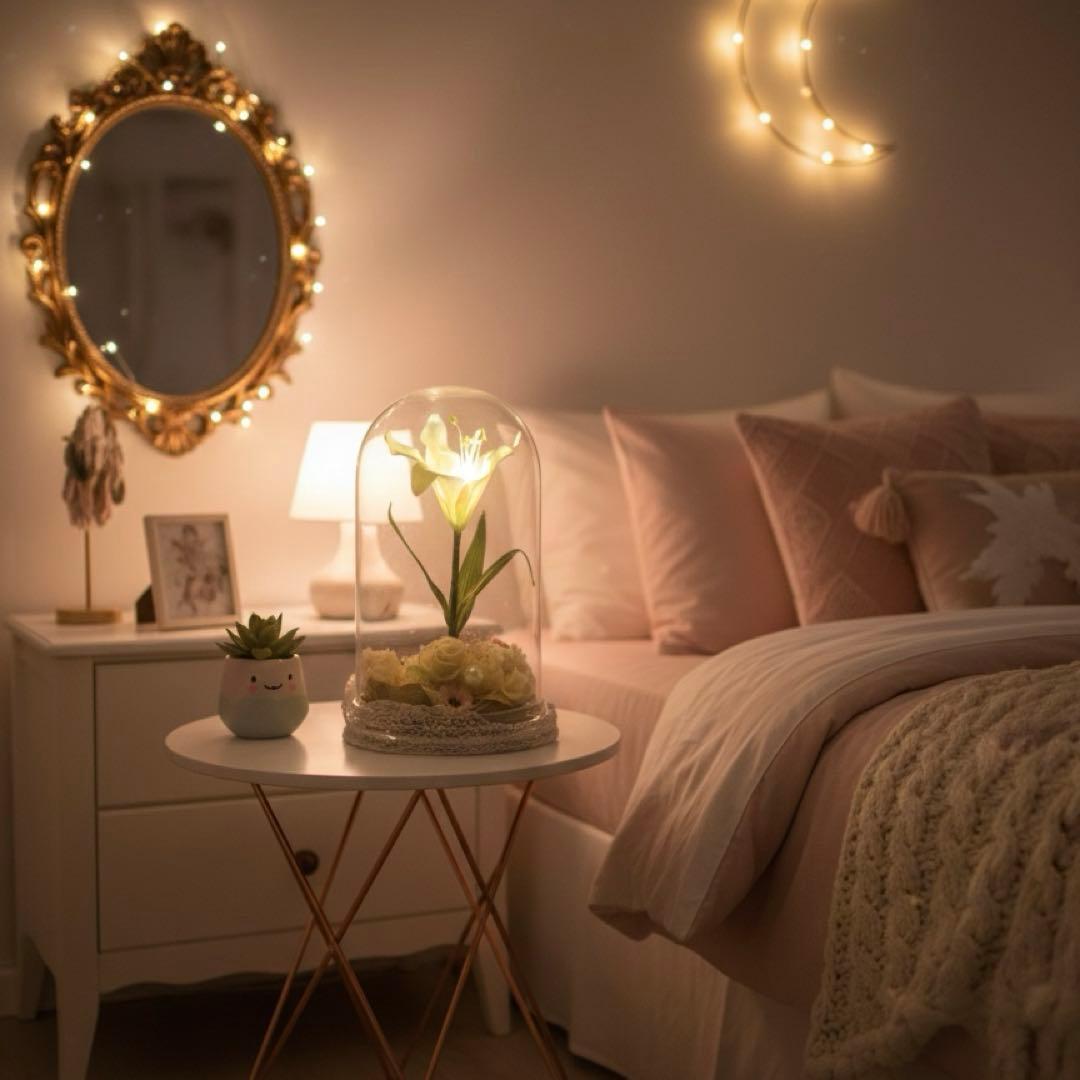 【1点もの】塔の上のラプンツェル　魔法の花　光る卓上インテリア