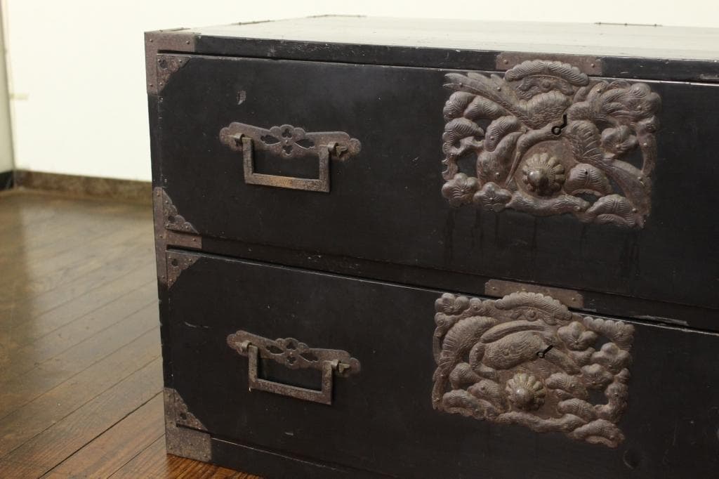 打出金具！庄内箪笥 古家具/古民家/時代箪笥/チェスト/和家具/古道具/古民具