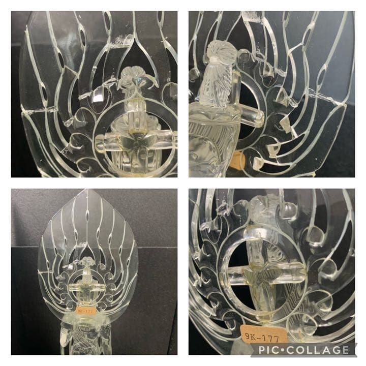 天然水晶　クリスタル　観音菩薩像　龍頭観音　台座付　クオーツ　仏教美術　オブジェ