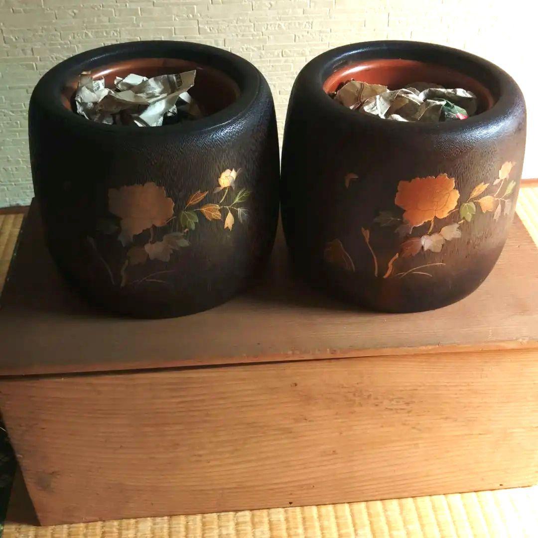 金沢工芸　桐火鉢　螺鈿蒔絵　一対火鉢
