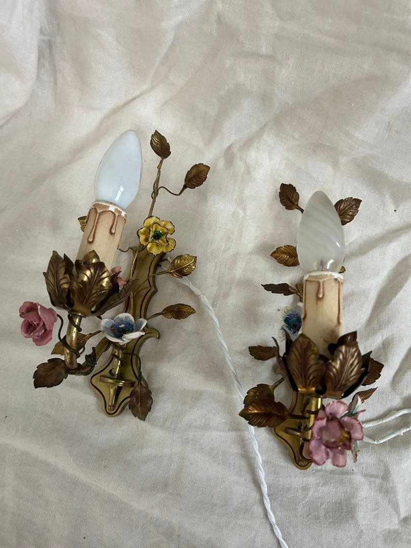 フランスアンティーク 壁掛けランプペア