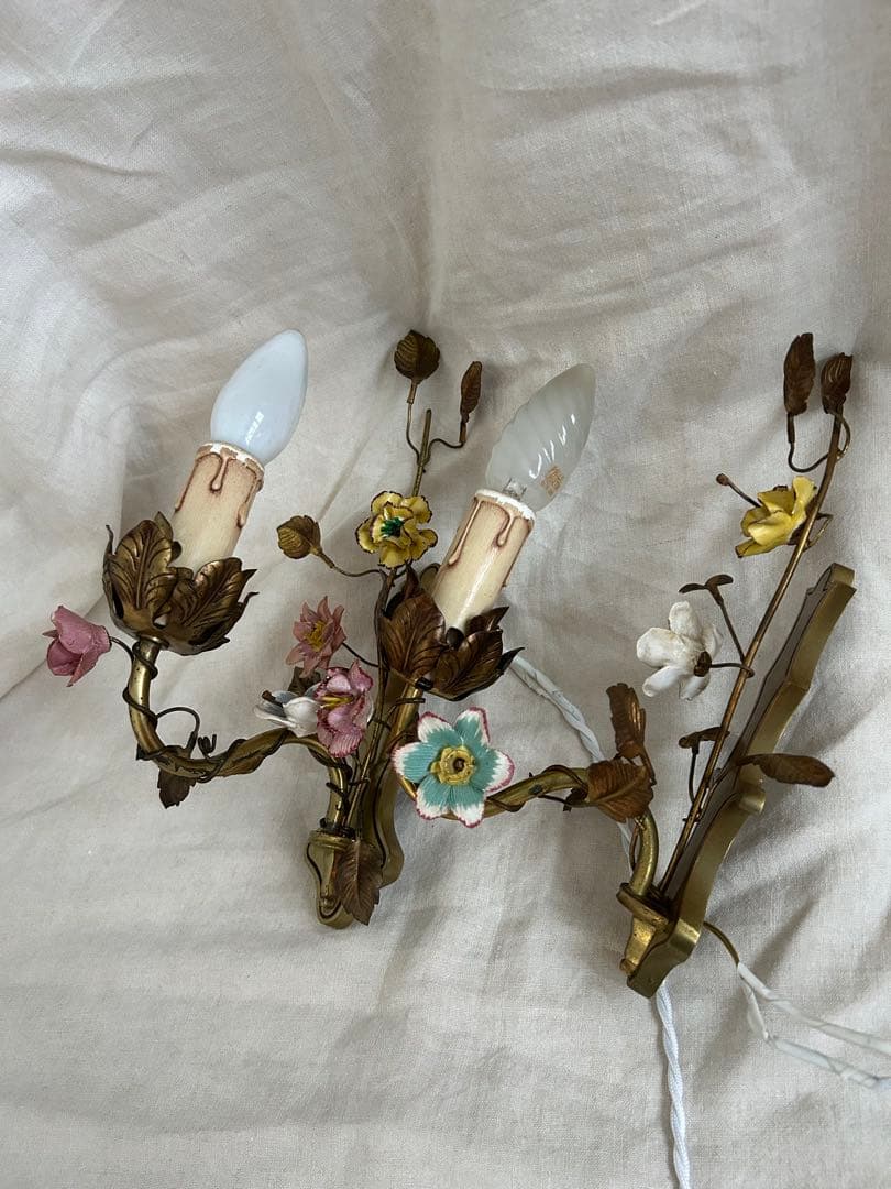 フランスアンティーク 壁掛けランプペア