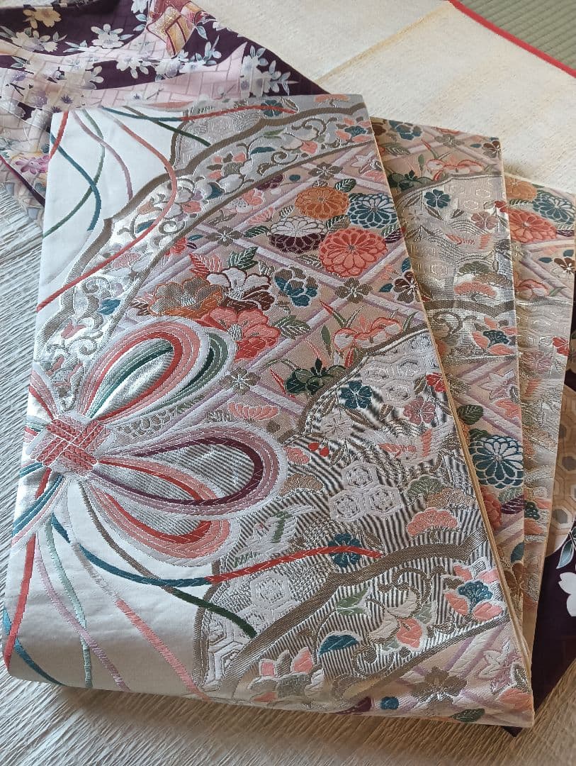 振袖フルセット　美品　パープル系　ロマンチックな古典柄　丈160　裄66.5