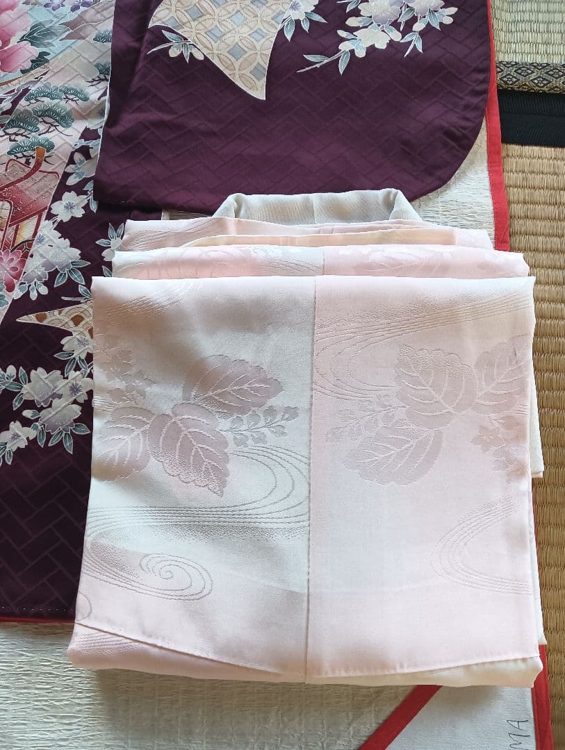 振袖フルセット　美品　パープル系　ロマンチックな古典柄　丈160　裄66.5