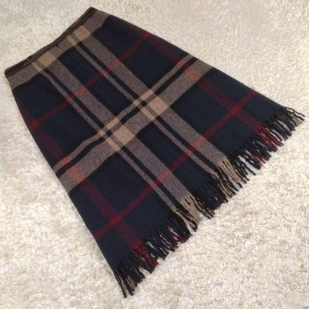 レディース☆エスマックスマーラ　ウールチェックスカート　ベルト付ブルガリア製40