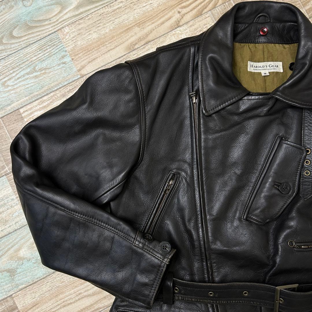 HAROLDS GEAR レザージャケット モーターサイクルコート ブラウン M