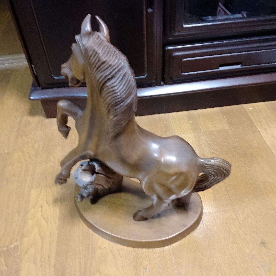 美品！アンティ―ク！今年は馬年！木製馬の彫刻 ブラウン 約50cm