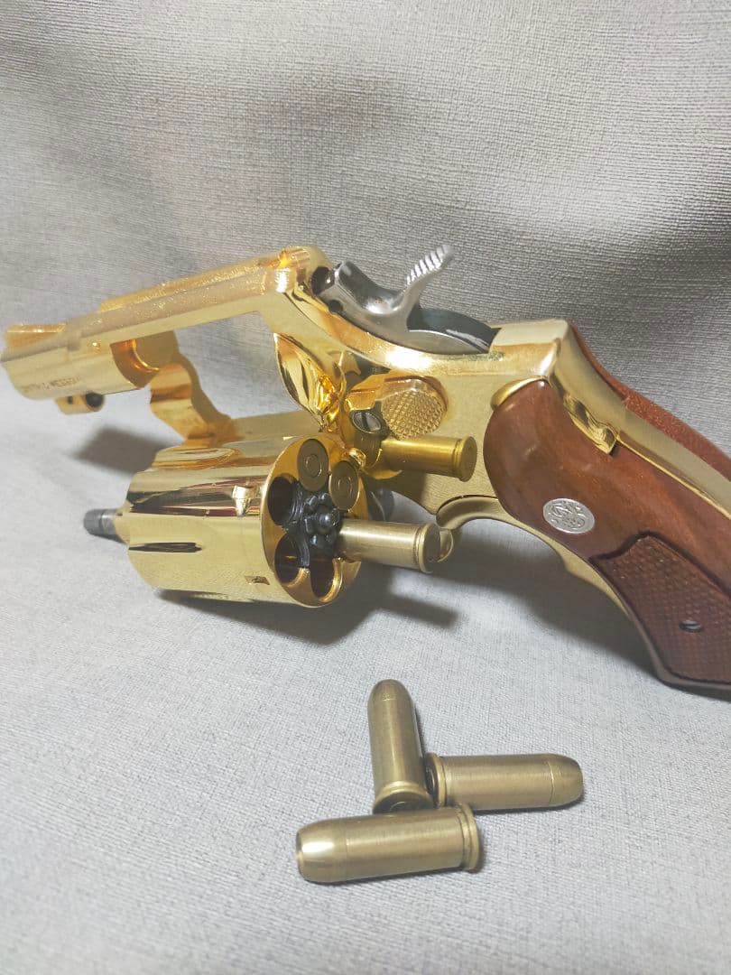 コクサイ S＆W M10 24k モデルガン 木製グリップ＋レザーホルスター