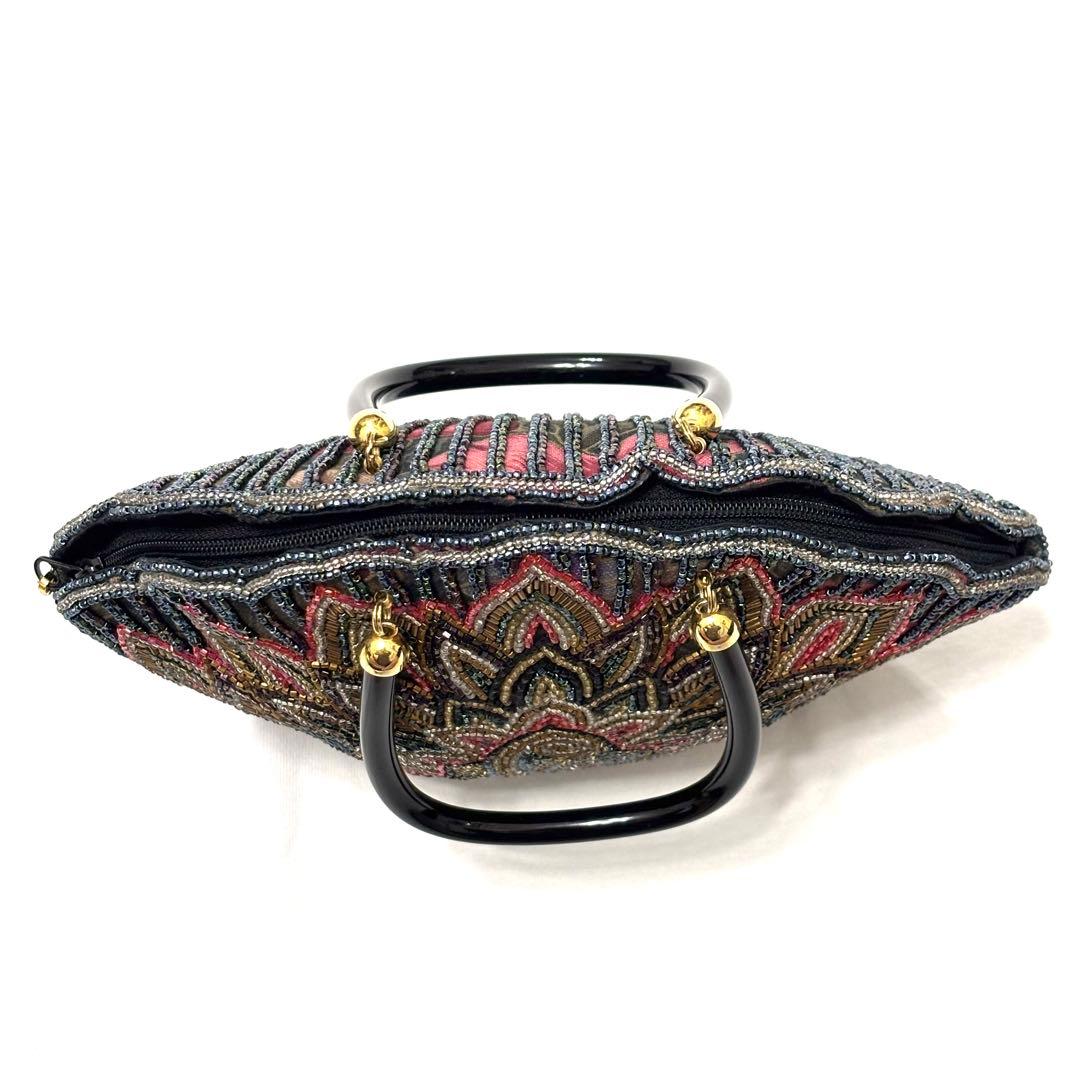 未使用級 LUMY ルミー はしもと ビーズ 総ビーズ パーティバッグ 皇室