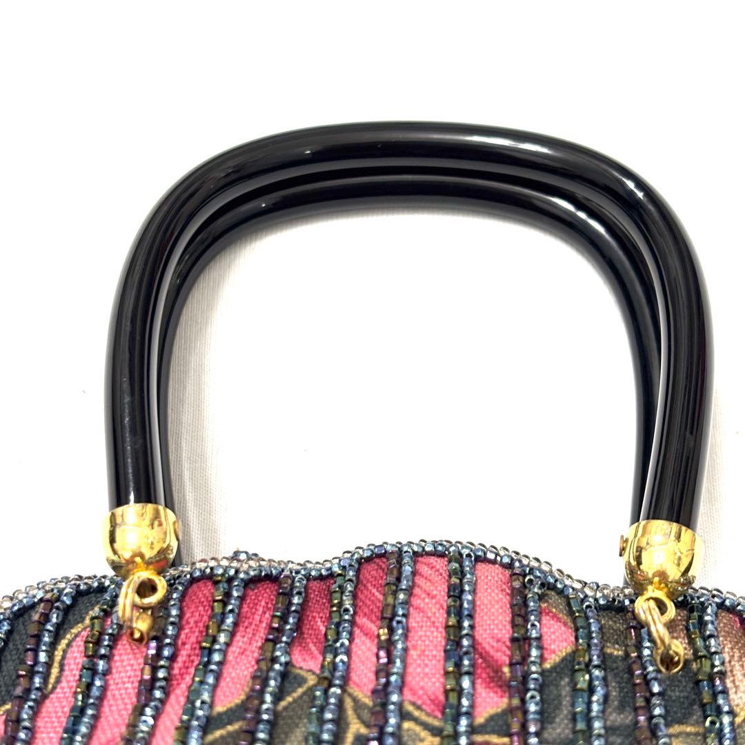 未使用級 LUMY ルミー はしもと ビーズ 総ビーズ パーティバッグ 皇室