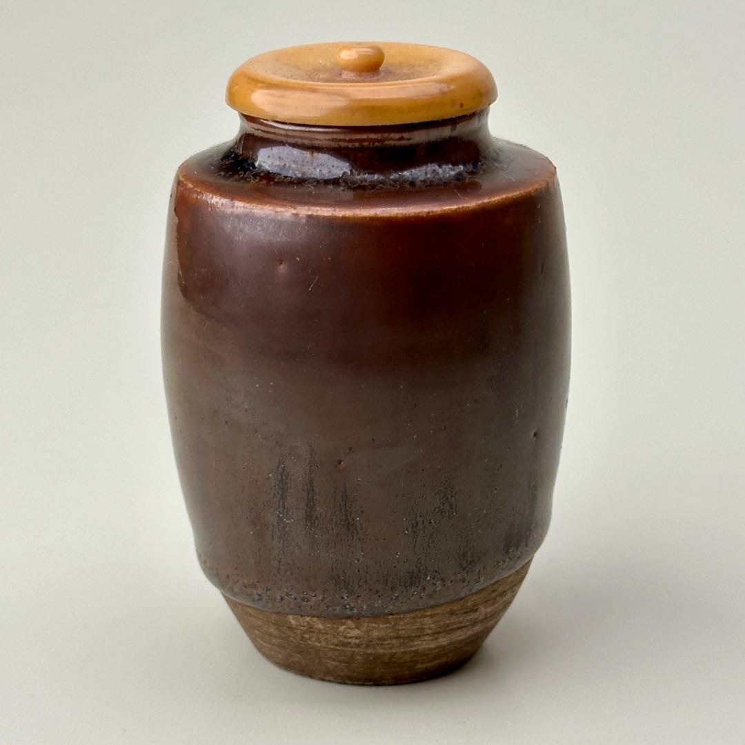 江戸後期頃 茶入れ 茶道具 時代物 仕覆付き 骨董品　アンティーク