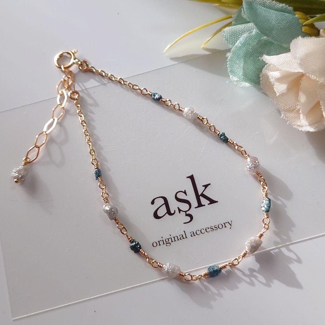 【Kayaページ】14Kgf❩ 大粒グレーダイヤ×ブルーダイヤのブレス