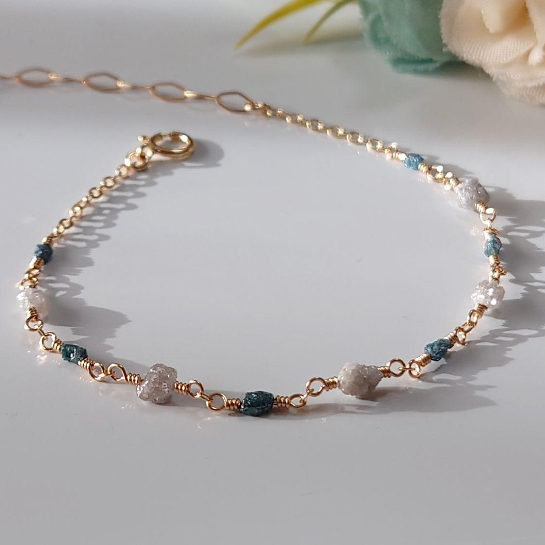 【Kayaページ】14Kgf❩ 大粒グレーダイヤ×ブルーダイヤのブレス