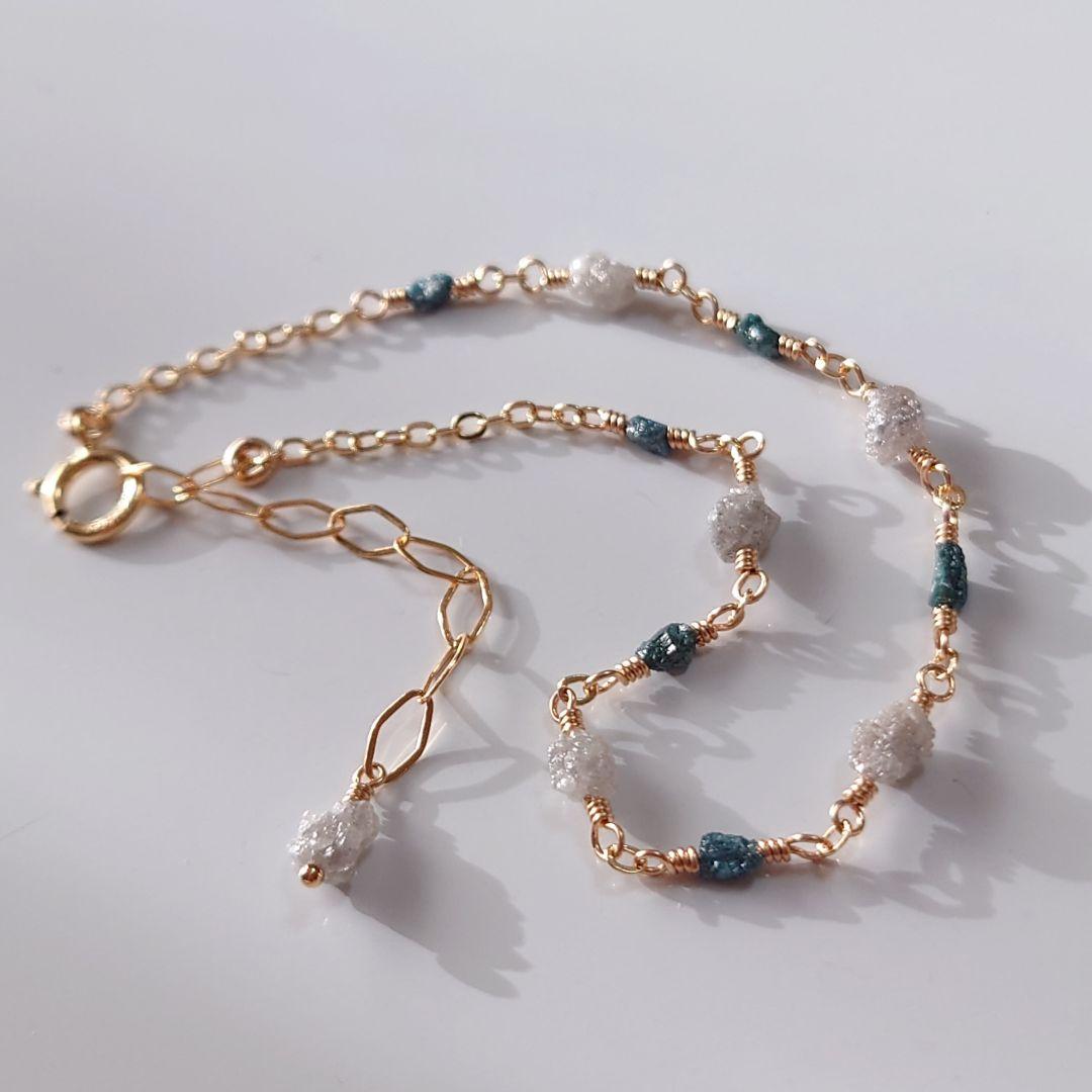 【Kayaページ】14Kgf❩ 大粒グレーダイヤ×ブルーダイヤのブレス