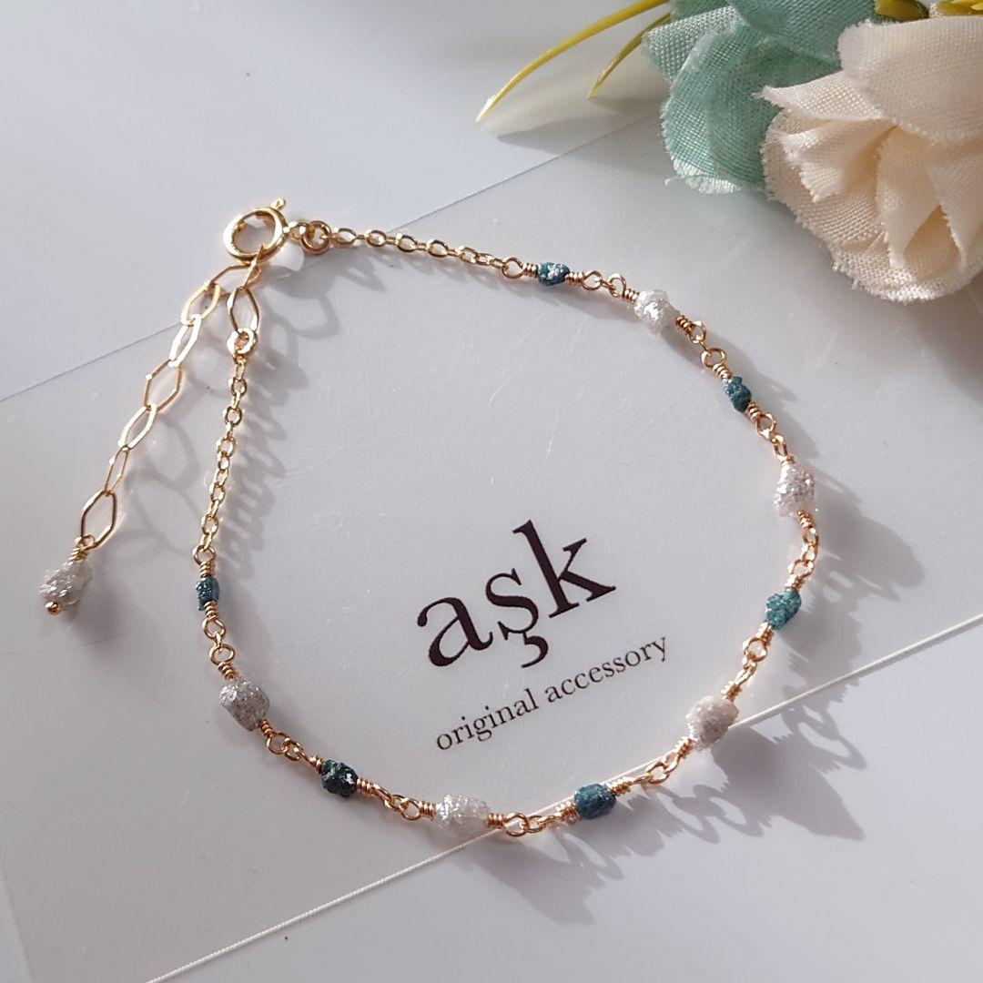 【Kayaページ】14Kgf❩ 大粒グレーダイヤ×ブルーダイヤのブレス