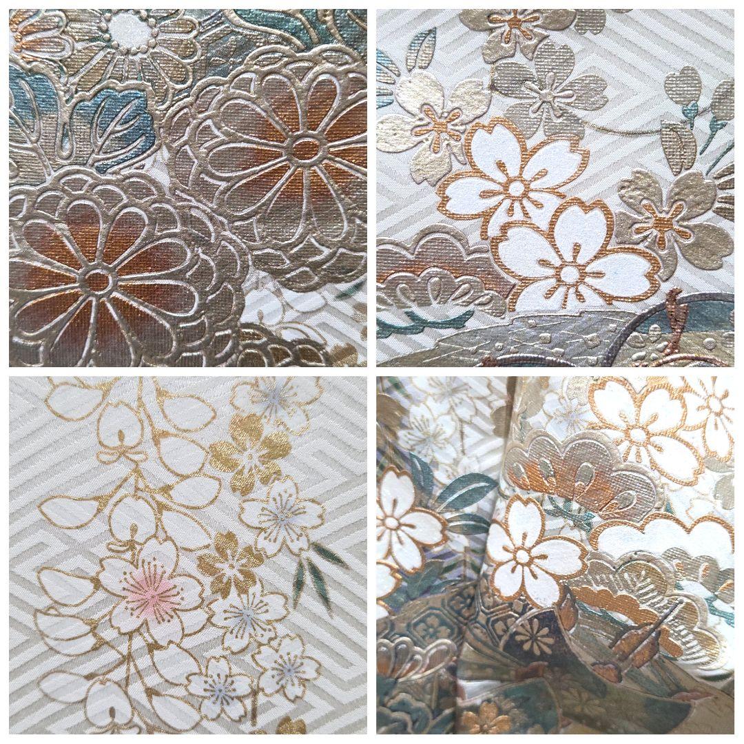 B◆着物くつろぎ やまと誂製 かわいい花模様 金彩 袷 正絹 成人式 振袖 着物