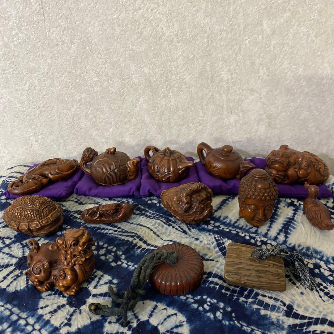 木彫　根付　置物　十三個
