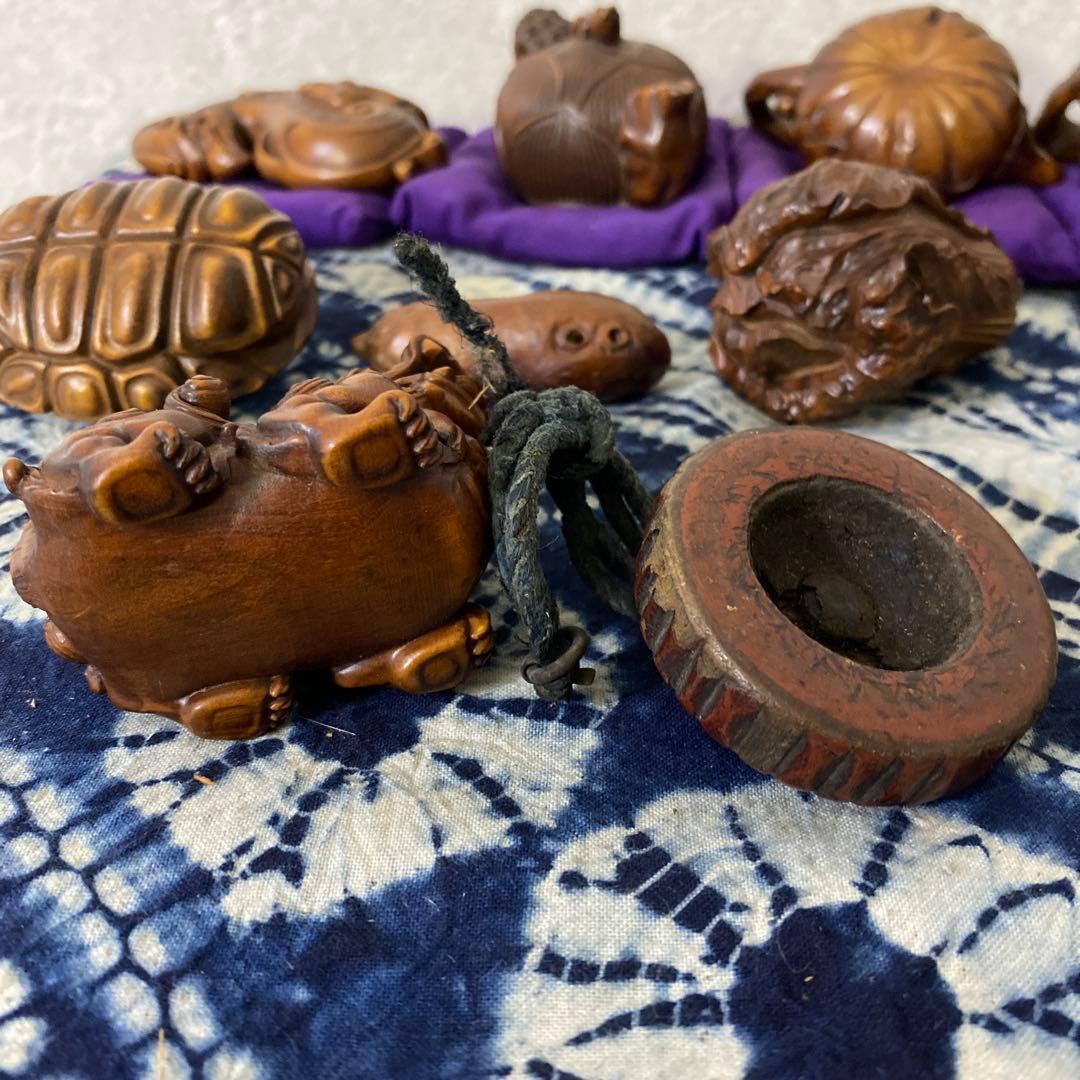 木彫　根付　置物　十三個