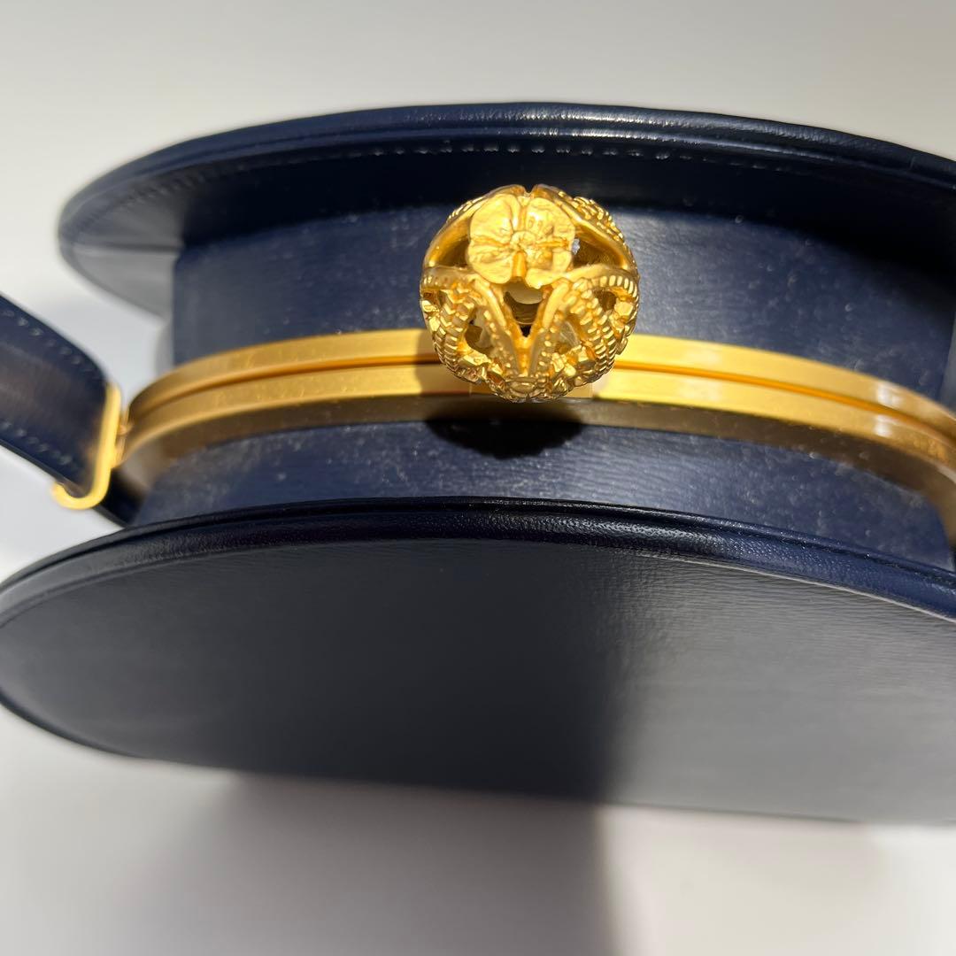 Mila schon ミラショーン 丸型 パーティーバッグ レザー 巾着