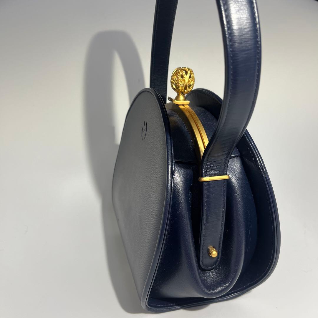 Mila schon ミラショーン 丸型 パーティーバッグ レザー 巾着