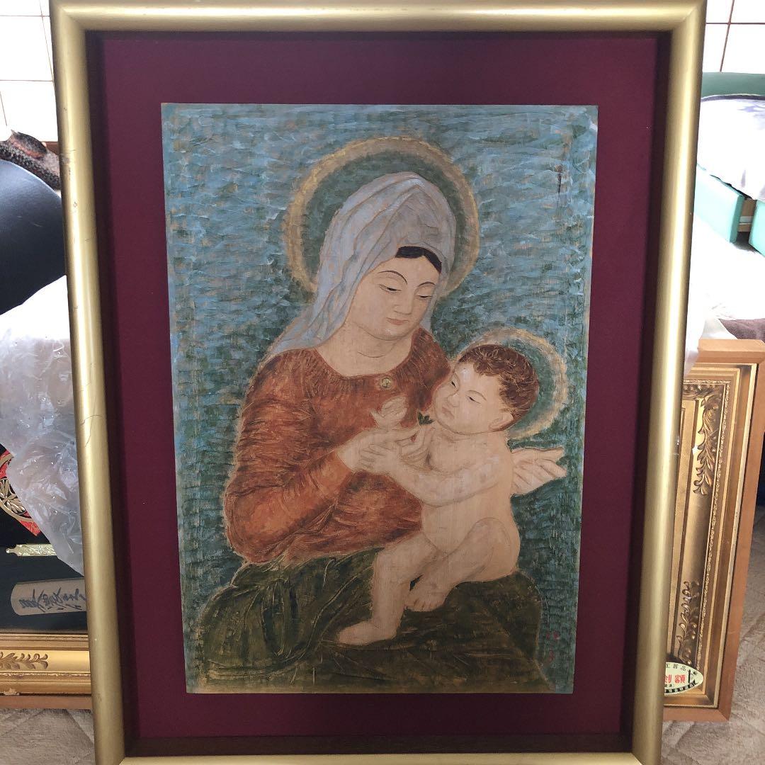 キリスト教関連　木の板をくり抜き、凹凸あり。