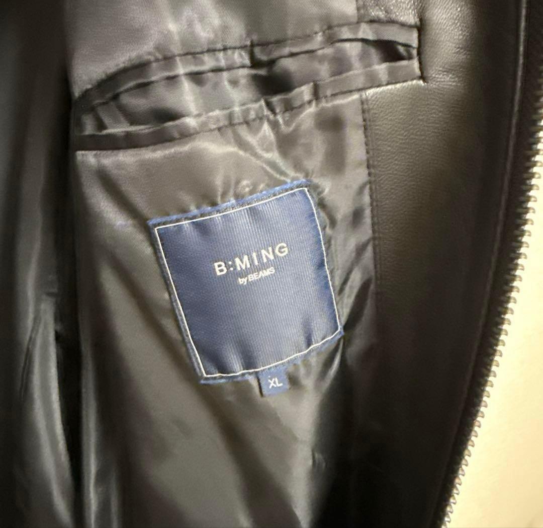 B:MING by BEAMS ブラック レザー シングルライダースジャケット