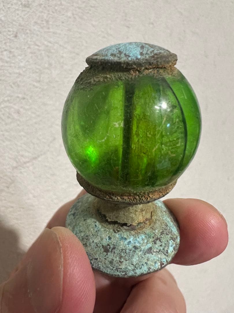 中国 仏像 残欠 宝冠 宝珠 緑ガラス 仏教美術 発掘 出土 骨董 古美術