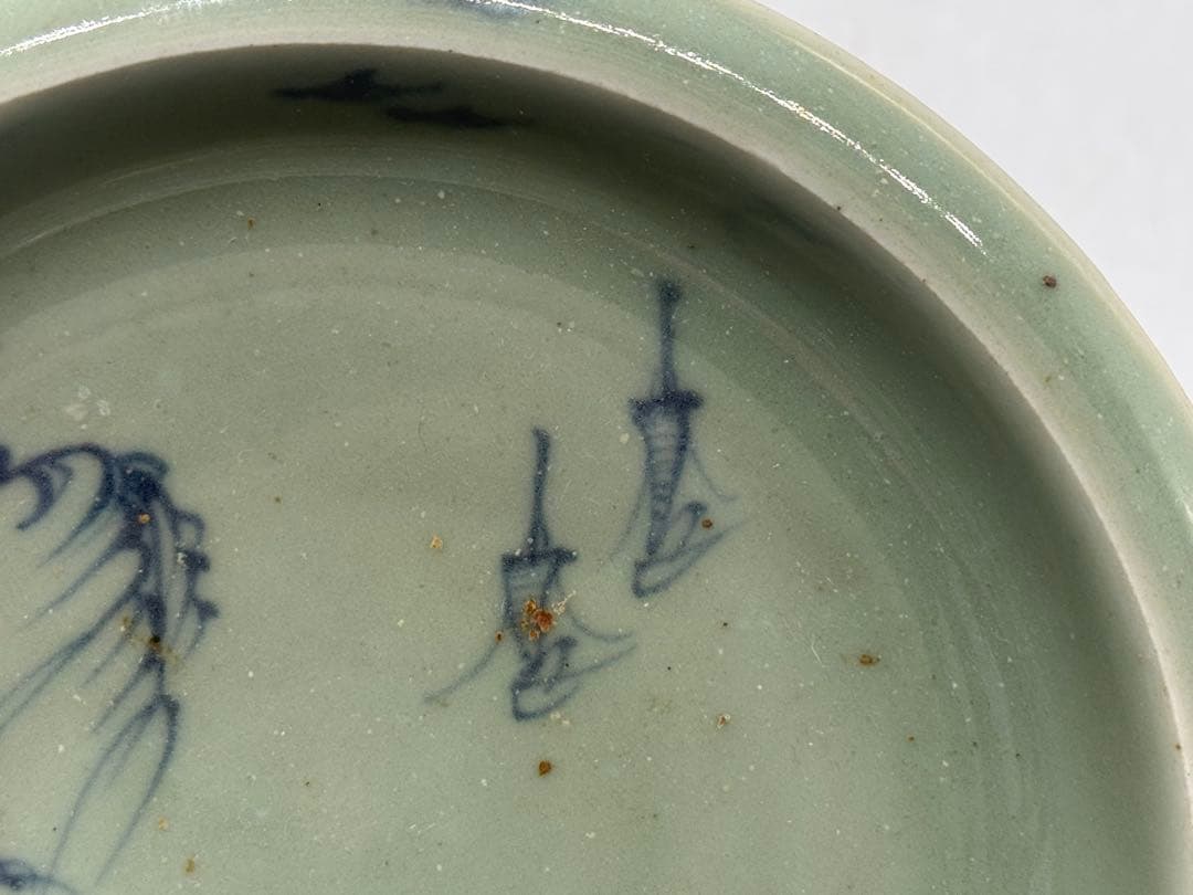 江戸　鍋島青磁　柳紋　お皿　共箱　アンティーク　送料込み260115