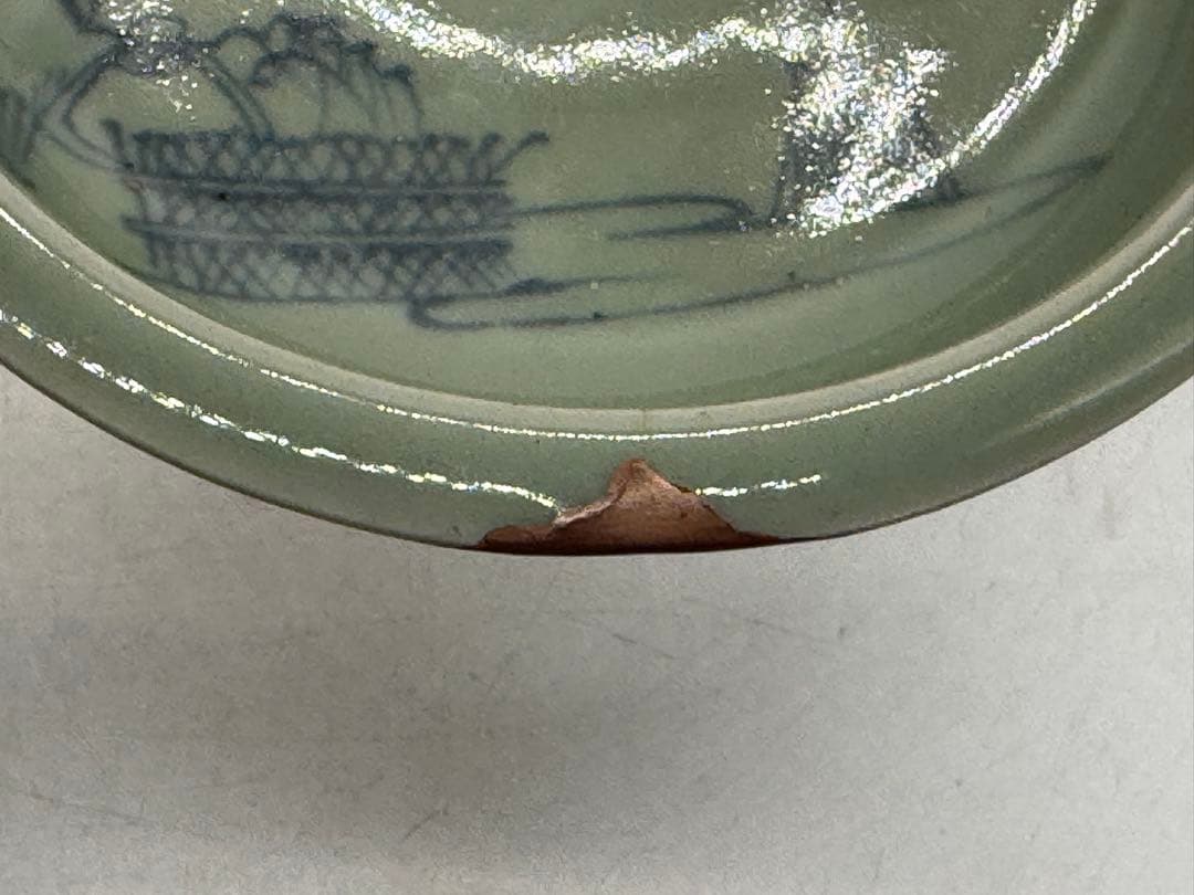 江戸　鍋島青磁　柳紋　お皿　共箱　アンティーク　送料込み260115