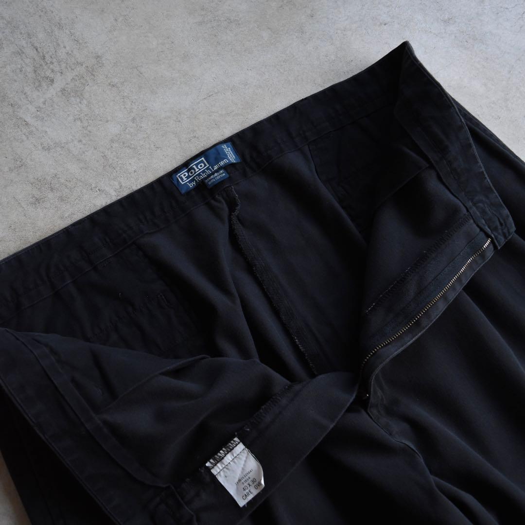 90s ラルフローレン ツータックチノ ポロチノ 黒 ブラック W40 L30